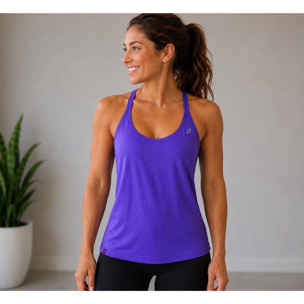 Lorna Jane Active Purple Racerback Tank Top Banded Hem Size XS Women’s